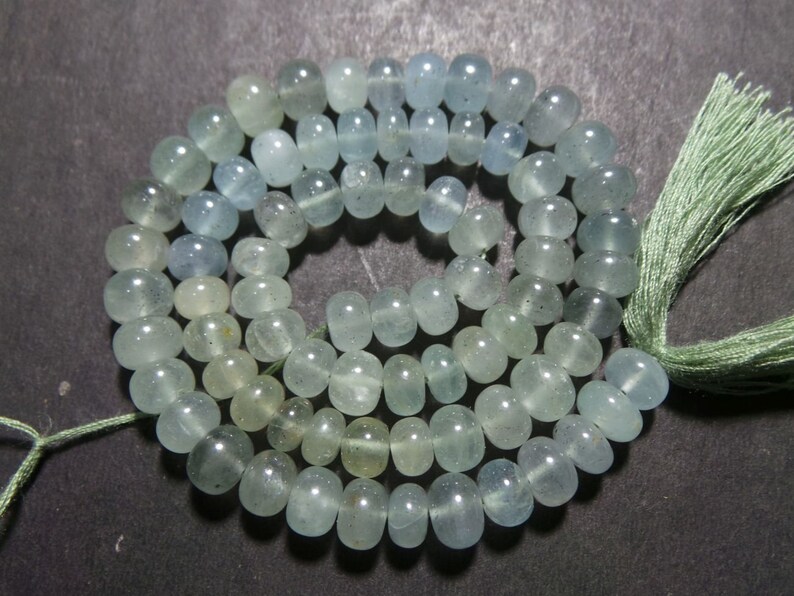 . Moss Aquamarine Faceted Roundelle Beads Size 6 mm String Length 16/'/' Inch Total String 1 ...