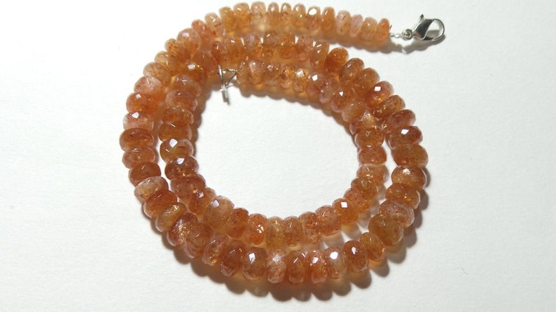 For jewellery Making Loose Gemstone Natural Sunstone Faceted Rondelle Beads size 6-8 MM 14 Strand