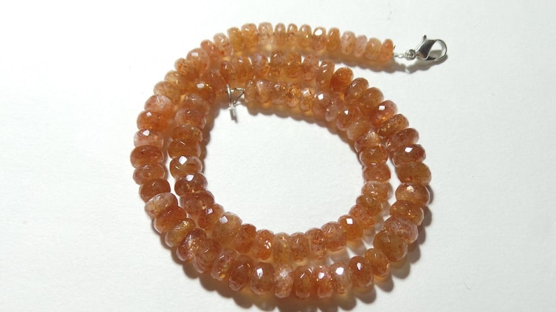For jewellery Making Loose Gemstone Natural Sunstone Faceted Rondelle Beads size 6-8 MM 14 Strand