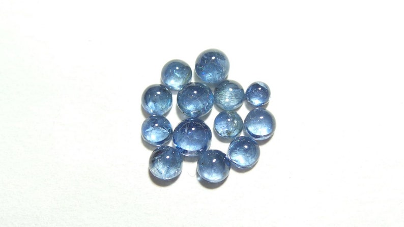 Natural SANTA MARIA Moss Aquamarine Smooth Round Shape Cabochons Stone size-4-6 MM For jewellery Making Loose Gemstone