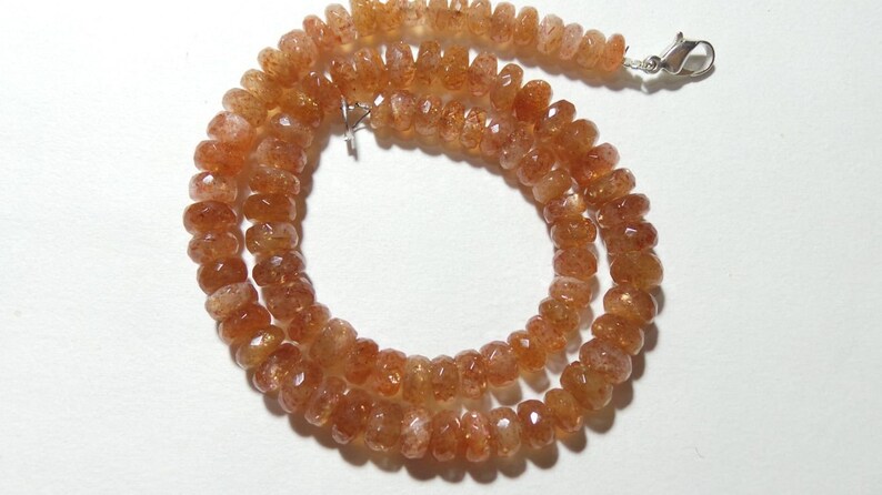 For jewellery Making Loose Gemstone Natural Sunstone Faceted Rondelle Beads size 6-8 MM 14 Strand