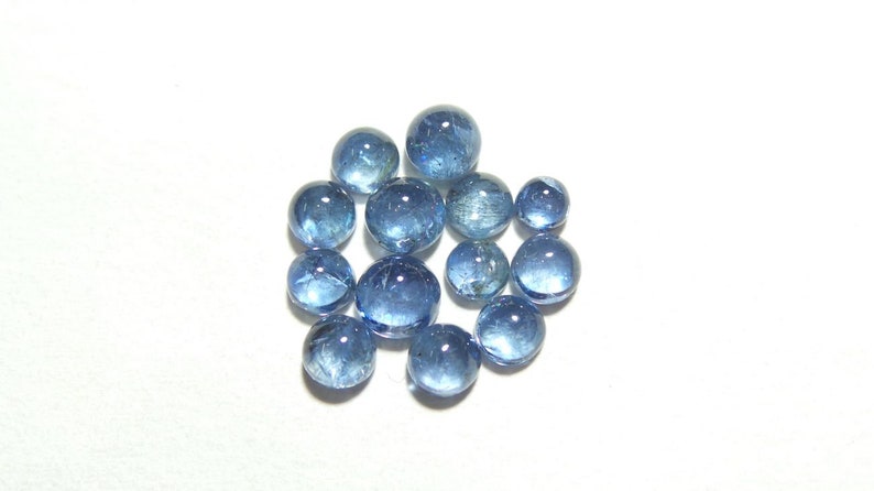 Natural SANTA MARIA Moss Aquamarine Smooth Round Shape Cabochons Stone size-4-6 MM For jewellery Making Loose Gemstone