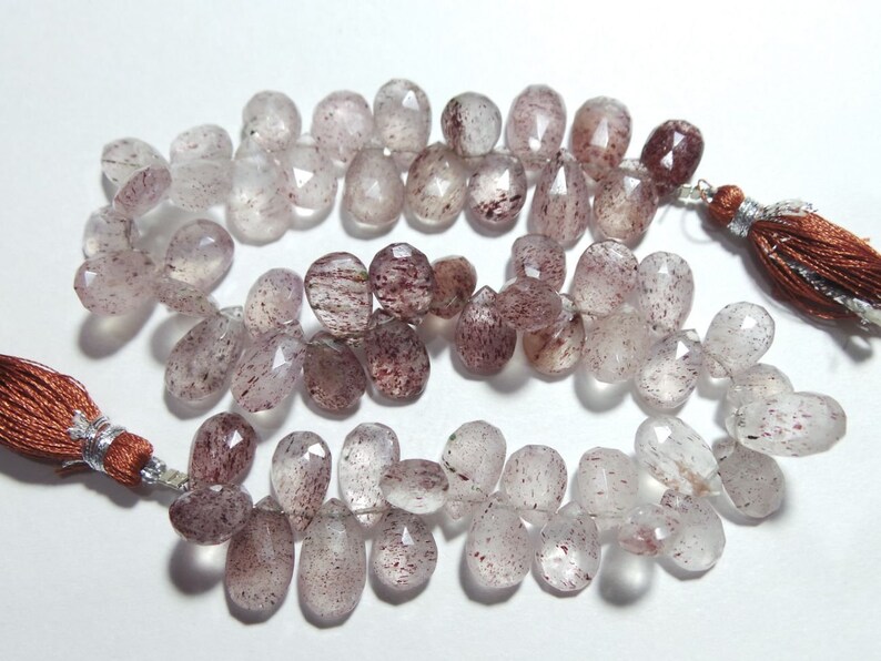 Strawberry Quartz Beads Strand 5-5.5MM Quartz Beads Strand Beautiful Natural Strawberry Quartz Faceted Heart Shape Gemstone Beads Strand