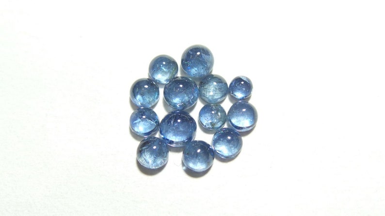 Natural SANTA MARIA Moss Aquamarine Smooth Round Shape Cabochons Stone size-4-6 MM For jewellery Making Loose Gemstone