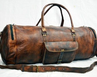 Bag Leather Duffle Travel Men Gym Luggage S Vintage Weekend Genuine Overnight