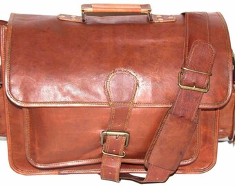 Vintage Bull Leather Tote Mens Briefcase 15/'/' Laptop Case Messenger Shoulder Bag