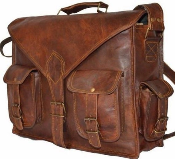 Men 4 Pocket Vintage Leather Satchel Messenger Man Handbag | Etsy
