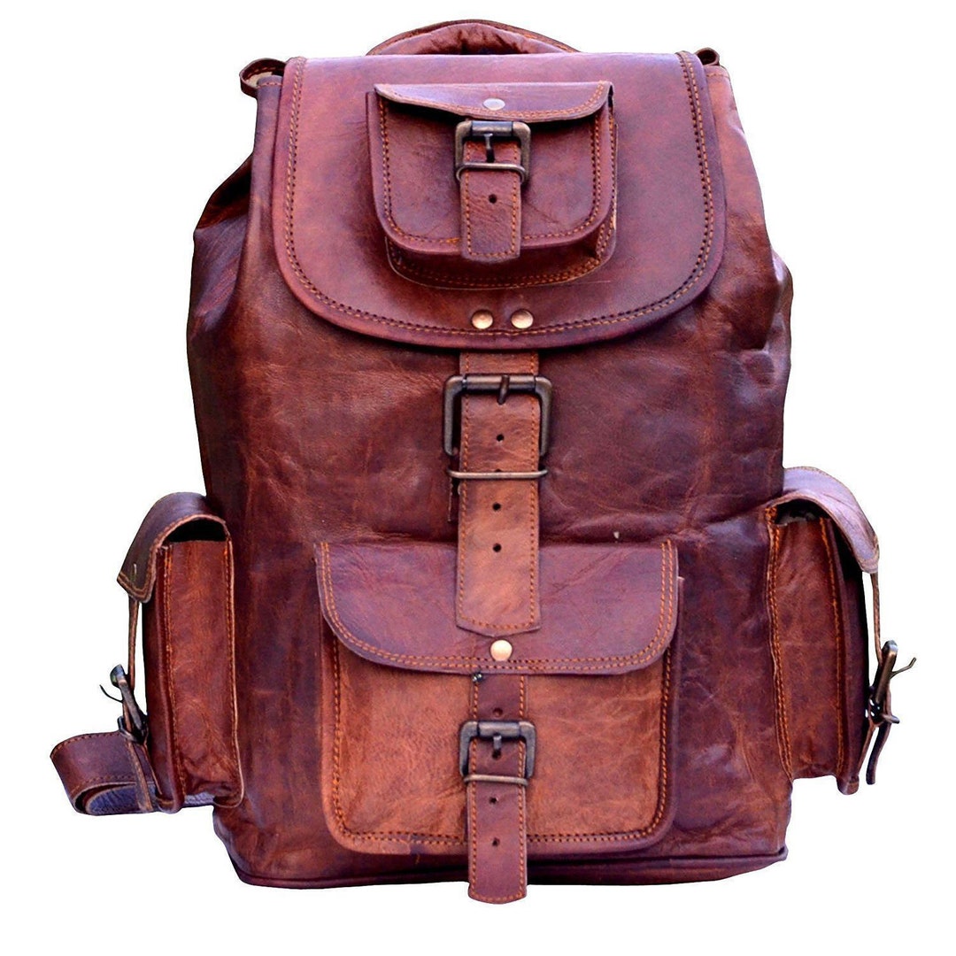 17 New Large Genuine Leather Backpack Rucksack Travel - Etsy