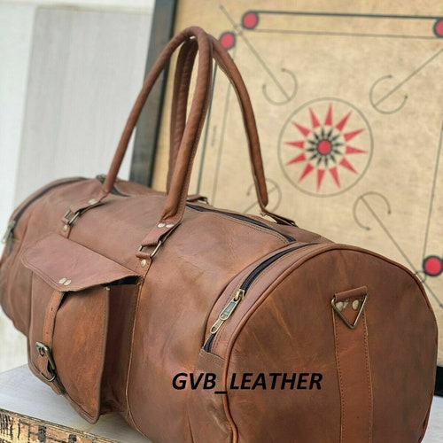 Bag Leather Duffel Travel Luggage Gym Vintage Genuine Weekend Overnight Oversize shops