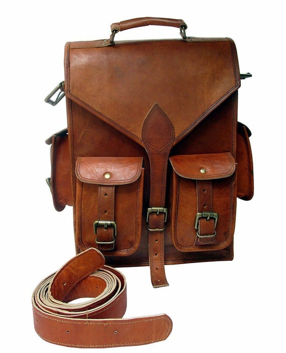 Men's Leather Backpack Vintage Messenger Shoulder Bags | Etsy