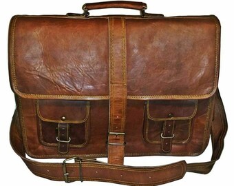 Leather Vintage Messenger Shoulder Men Satchel Laptop Business | Etsy