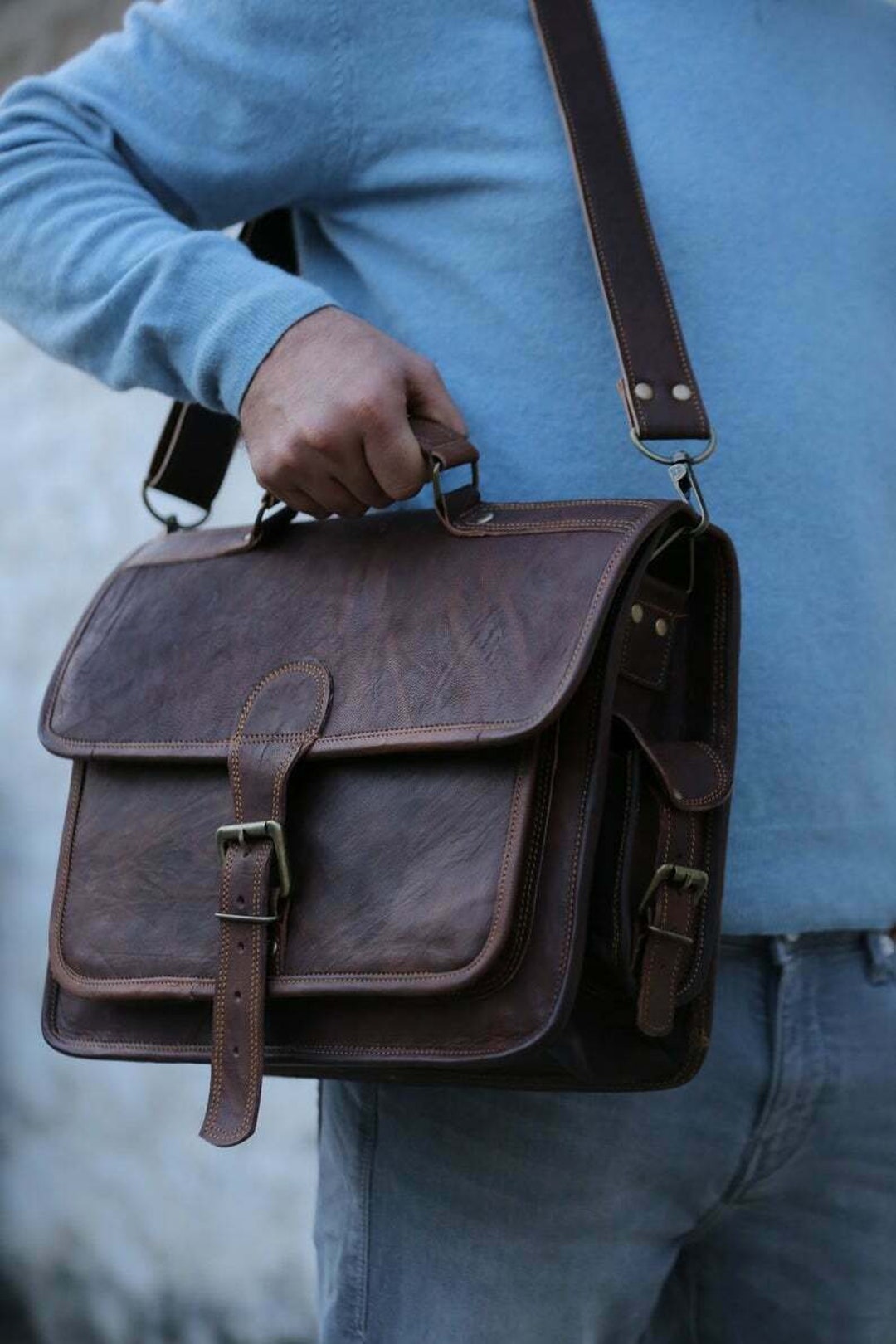 Modish Brown Laptop Bag Briefcase Messenger Work Office - Etsy