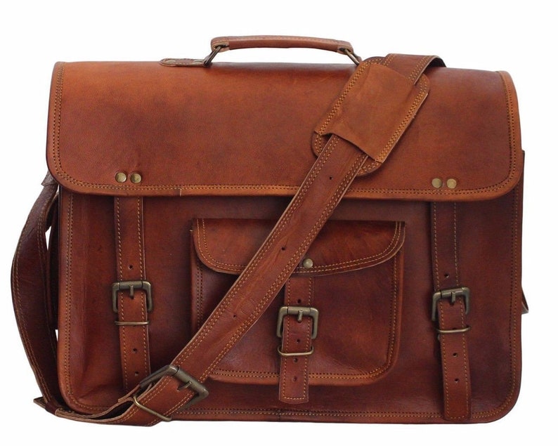 New Men/'s S to XL Leather Handbag Brown Briefcase Shoulder Bag Messenger Bag