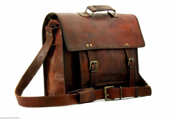 Knm Genuine Vintage Leather Messenger Laptop Briefcase Satchel - Etsy