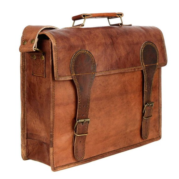 Mens Vintage Genuine Leather Messenger Satchel Laptop