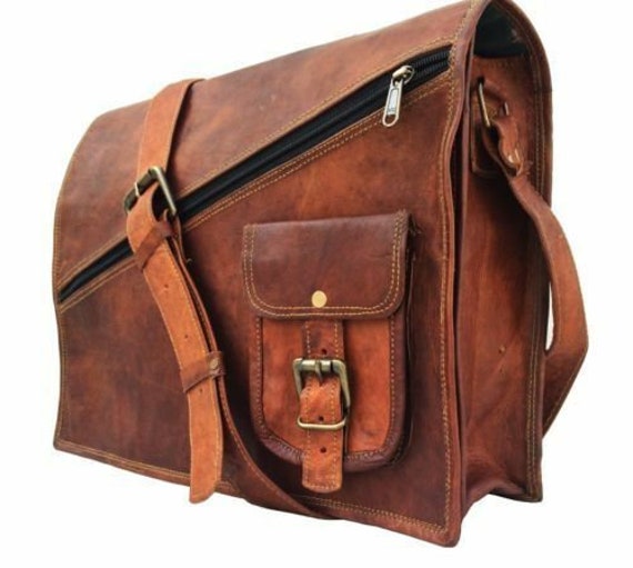 Men/'s Genuine Vintage Durable Leather Messenger Shoulder Laptop Bag Briefcase