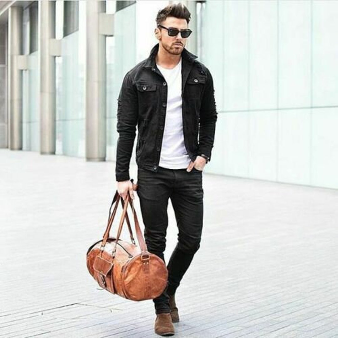 All Men's Real Leather Travel Luggage Garment Duffle Gym - Etsy