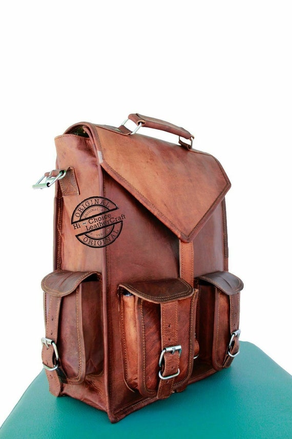 Handmade Real Leather Men/'s Backpack Satchel Brown Vintage Bag laptop Rucksack