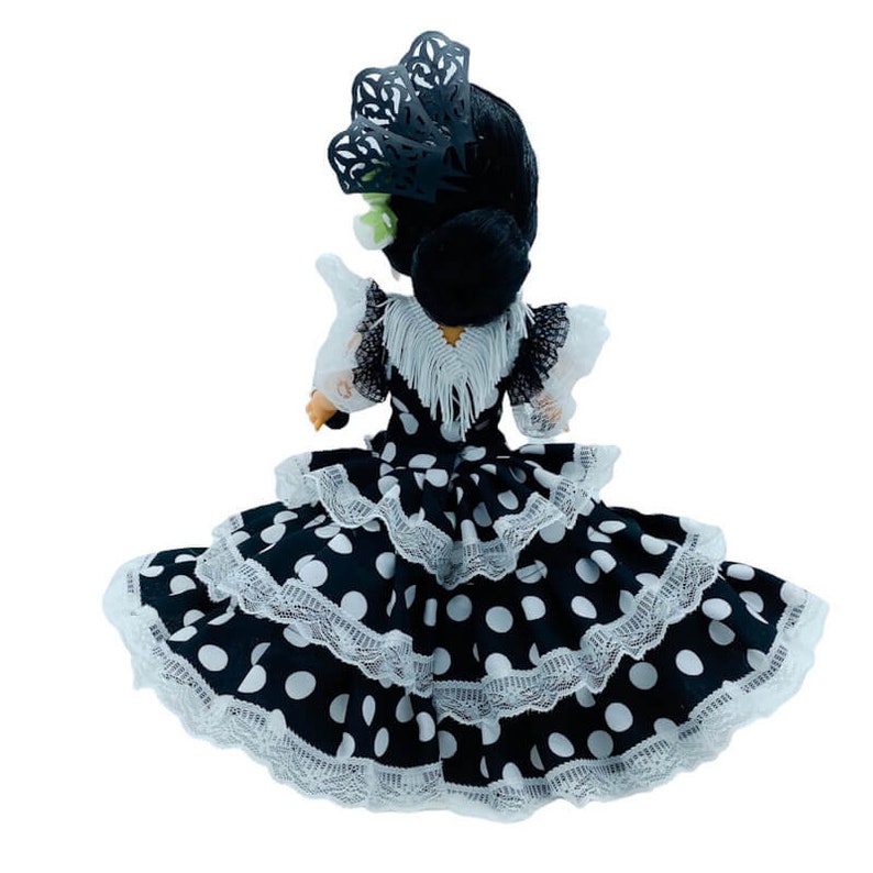 Muñeca de colección de 35 cm vestido regional edición limitada típico andaluza flamenca negro fabricada en España por Folk Artesanía Muñecas imagen 5