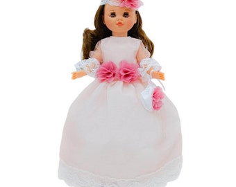 Muñeca colección Sintra 40 cm. modelo 2023 100% vinilo vestido largo comunión o fiesta lujo edición especial limitada. Fabricada en España.