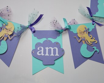 Mermaid Birthday Banner, Mermaid Happy Birthday Banner, Mermaid 1st Birthday, Mermaid Theme Party, Mermaid Party Decor, Under The Sea Party