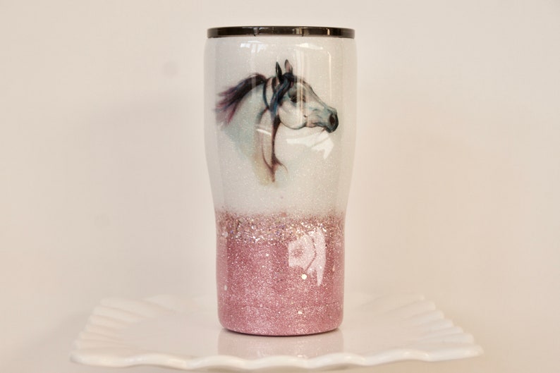 Horse Glitter Tumbler Stainless Steel Tumbler Custom Made Etsy