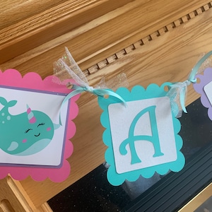 Narwhal Birthday Banner, Narwhal Birthday, Narwhal Banner, Narwhal Birthday Decor, Baby Shower, Colors Can Be Customized image 1