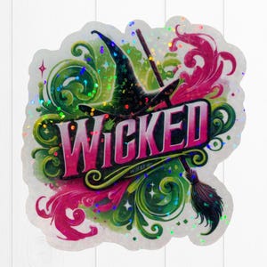 Wicked sticker, film Wicked sticker, Elphaba en Glinda, Emerald City, sticker voor laptop, Kindle, notebook, waterdicht vinyl