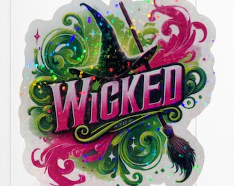 Wicked Sticker, Movie Wicked Sticker, Elphaba and Glinda, Emerald City, Sticker for Laptop, Kindle, Notebook, Waterproof Vinyl