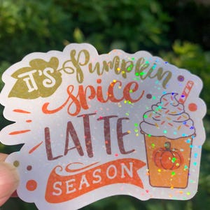 Pumpkin Spice Latte Sticker, Pumpkin Spice Season, Fall Sticker, Sticker for Laptop, Kindle, Gift Idea, Waterproof Vinyl, Fall Coffee Drink