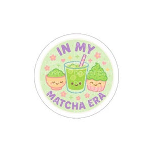 Sticker époque Matcha, Matcha kawaii, Sticker thé vert pastel, Sticker pour gourmets mignon, vinyle imperméable, Holographique, Matcha, À l'époque du Matcha