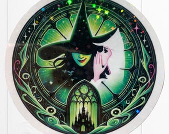 Wicked Sticker, Movie Wicked Sticker, Elphaba and Glinda, Emerald City, Sticker for Laptop, Kindle, Notebook, Waterproof Vinyl
