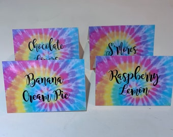 Tie Dye Food Buffet Cards, customized & printed for you, Tie Dye Food Labels, Tie Dye Birthday Party, Tie Dye Food Tent Cards, Tie Dye Party