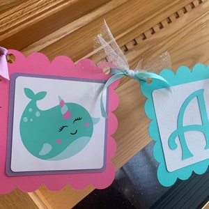 Narwhal Birthday Banner, Narwhal Birthday, Narwhal Banner, Narwhal Birthday Decor, Baby Shower, Colors Can Be Customized image 5