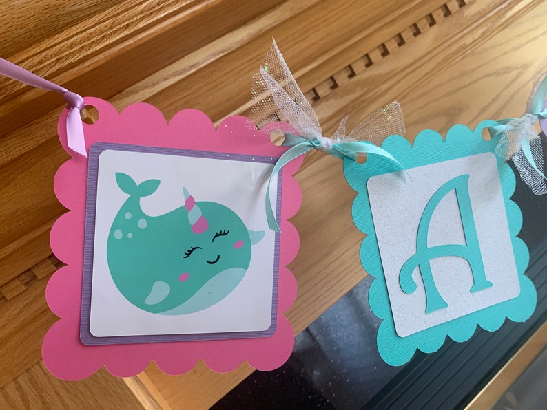 Narwhal Birthday Banner, Narwhal Birthday, Narwhal Banner, Narwhal Birthday Decor, Baby Shower, Colors Can Be Customized image 5