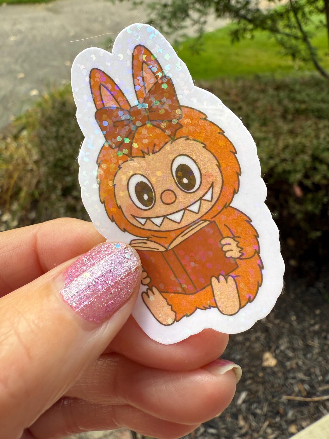 Fall Labubu Reading Sticker: Kawaii Bookworm Vinyl Decal - Etsy