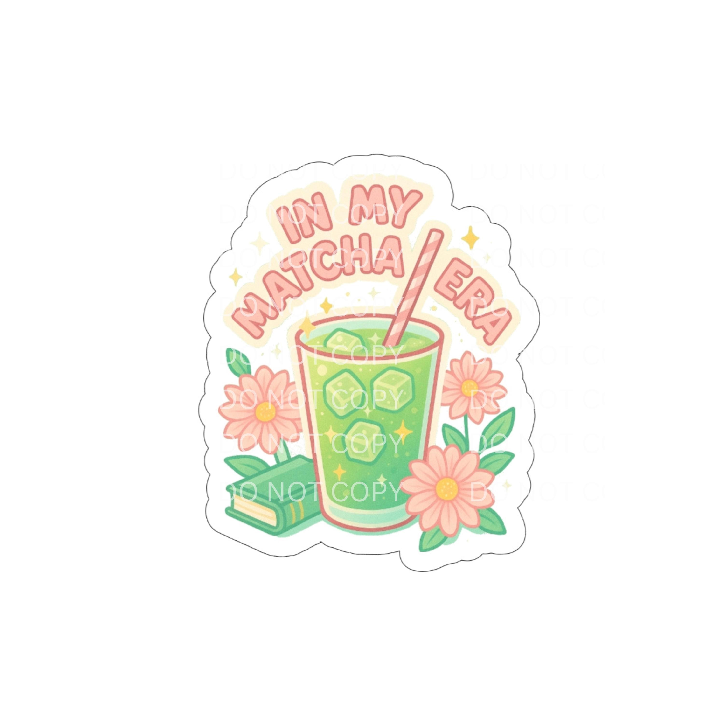 Matcha Era Sticker: Kawaii Iced Tea, Holographic Option