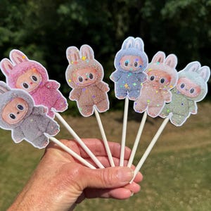 Labubu Cupcake Toppers, Labubu Monsters, Party Picks, Pop Mart, Pastel Kawaii Decor, Dessert Toppers, Labubu Birthday or Baby Shower