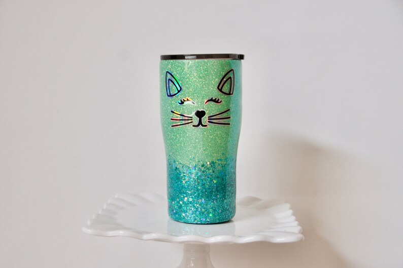 Custom Glitter Tumbler Cat Glitter Tumbler Cat Lover's Etsy