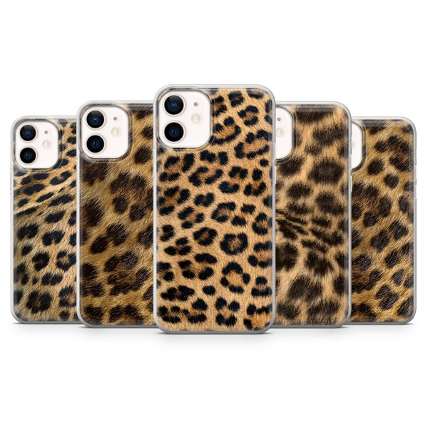 Leopard Fur Phone Case Cheetah Mobile Cover for iPhone 15, 14, 13 12 11 Pro, XR, Samsung A13, S22, S21 FE, A40, A72, A52, Pixel 6a