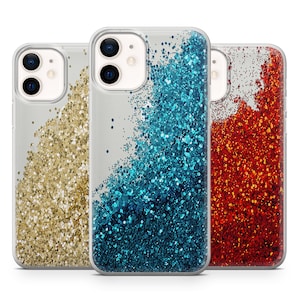 Clear Liquid Glitter Phone Case Gel Mobile Cover For iPhone All Models - Floating Gold, Quicksand, Waterfall