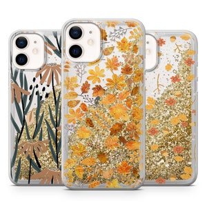 Golden Fall Leaves Liquid Glitter iPhone-hoesje voor iPhones, exclusief 15,14
