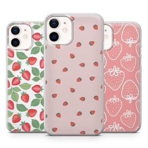 Strawberry Pattern Phone Case Mobile Cover for iphone 11, 11 pro max, 13, 12, 14, X,Xr,7+,8+,SE,Samsung S22, S21, S21FE, Pixel 6a, Huawei