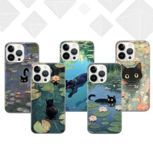 Funny cat Phone Case Van Gogh black cat meme phone case Cover for iPhone 16e, 15, 14, 13, 12, 11, Pixel 9 Pro, 8, 7A, S25 edge, S24 FE, A53