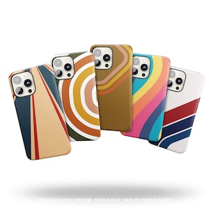 Retro Lines Stripes Snap / Tough Case Cover full print - iPhone 14, 13, 12 Pro, 11, XR, SE, 7, 8+, Samsung S22 Ultra, S21 S20, S10, S9, S8,