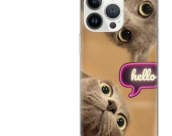 Funny Cat Phone Case | Cute Cats Meme Cover for iPhone 13 16 17, Samsung S24 Pixel 10 | Soft TPU Gel, Matte Finish