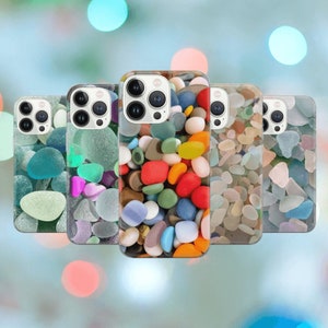 Beach stones Phone Case Cute sea glass Cover for iPhone 15 14 13 12 Pro 11 XR 8 7, Samsung S23 S22 A73 A53 A13 A14 S21 Fe S20, Pixel 7 6A