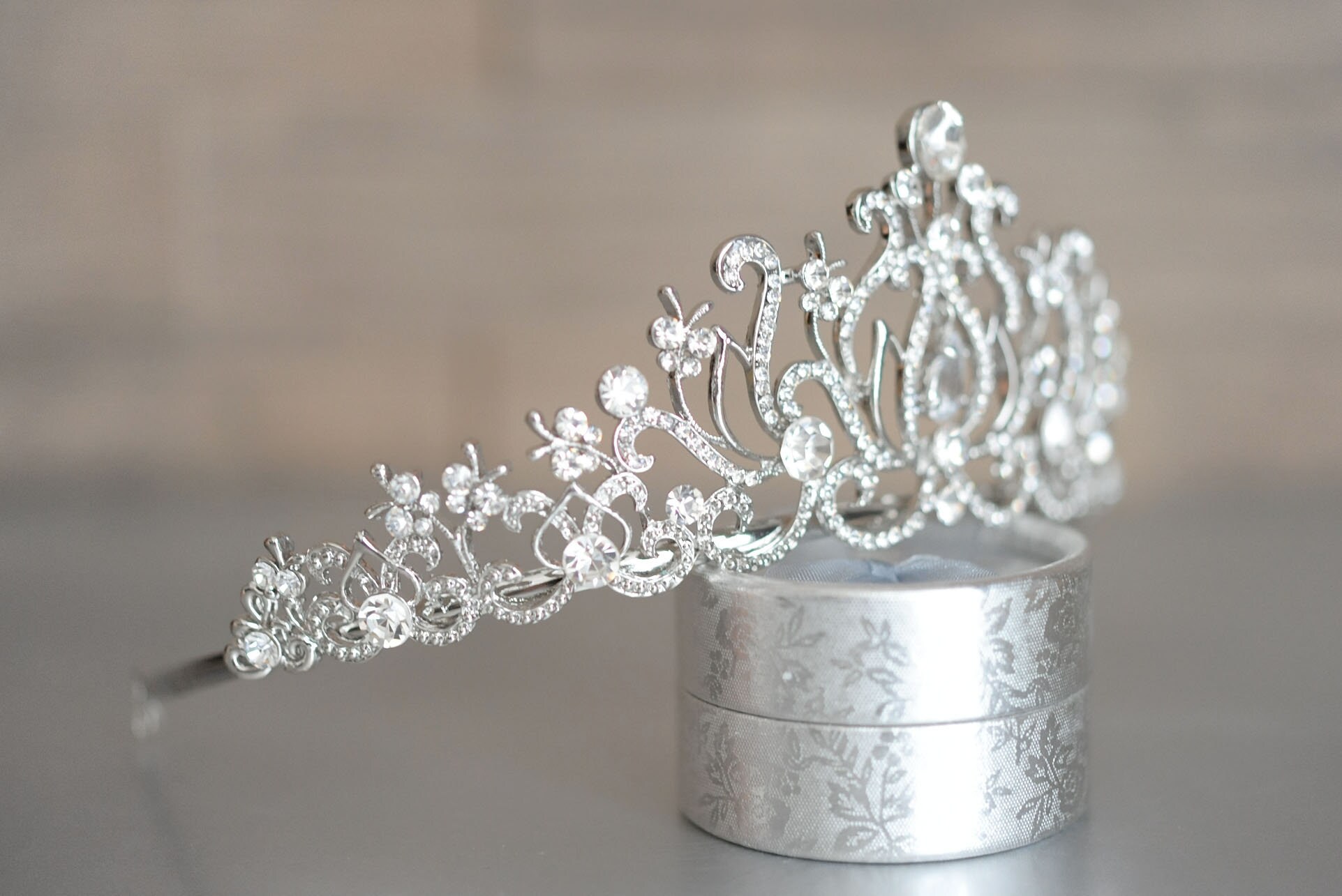 braut diadem silber