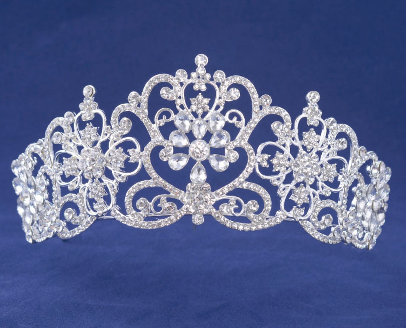 Bridal Tiara Wedding Crown Silver Crystal Tiara Etsy
