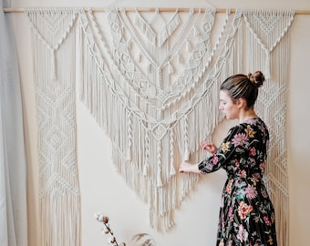 XL Macrame wedding curtain for Boho outdoor wedding decor, Large Macrame Wedding backdrop and Ceremony Arch, 2022 macrame wedding decoration